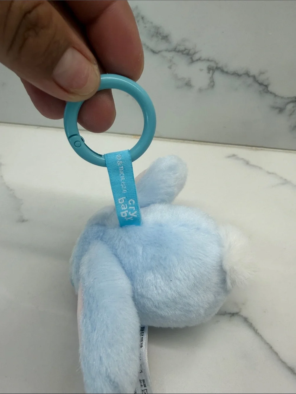 Pop Mart Plush Cry baby Keychain in Light Blue -